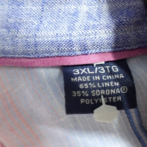 Tommy Bahama Shirt 3XL Blue Striped Long Sleeve Linen Blend - Picture 4 of 7